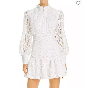 Bardot White Lace Long Sleeve Dress